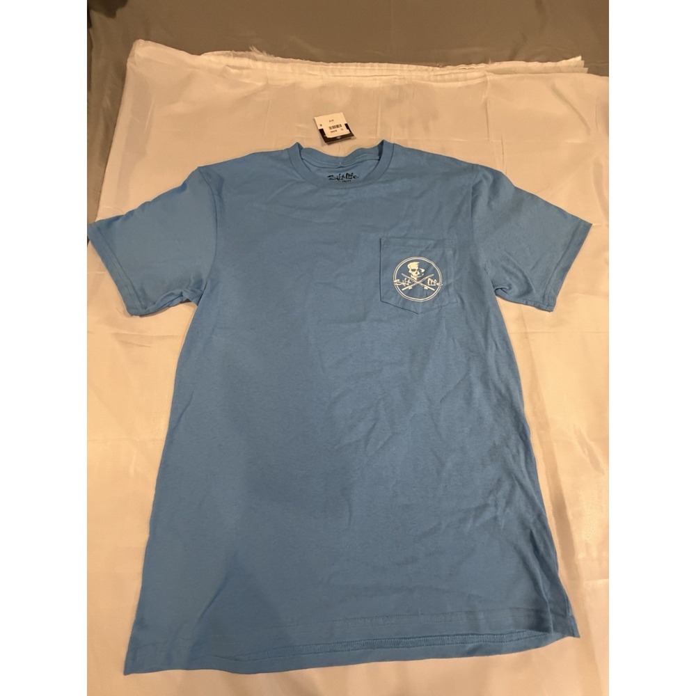 Salt Life Mens Short Sleeve Graphic Pocket T-Shirt Blue Size Medium NWT